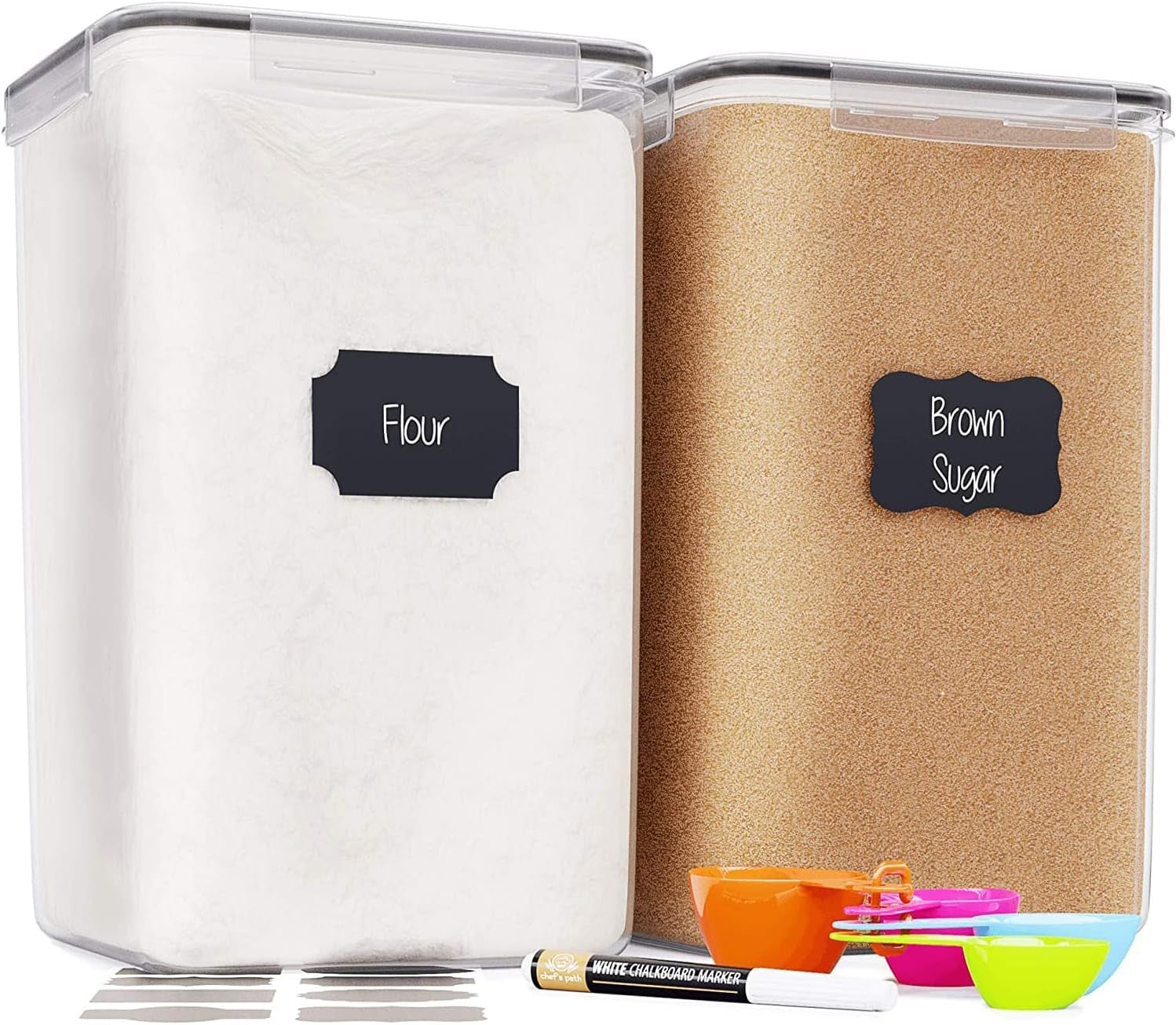 Extra Large Airtight Food Storage Containers - 2 Pack of 6.5L Canisters for Flour, Sugar, Rice, and More - Keep Your Pantry Organized and Fresh!