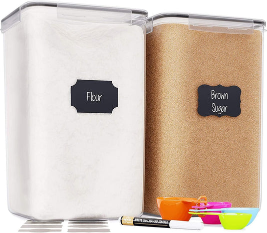 Extra Large Airtight Food Storage Containers - 2 Pack of 6.5L Canisters for Flour, Sugar, Rice, and More - Keep Your Pantry Organized and Fresh!